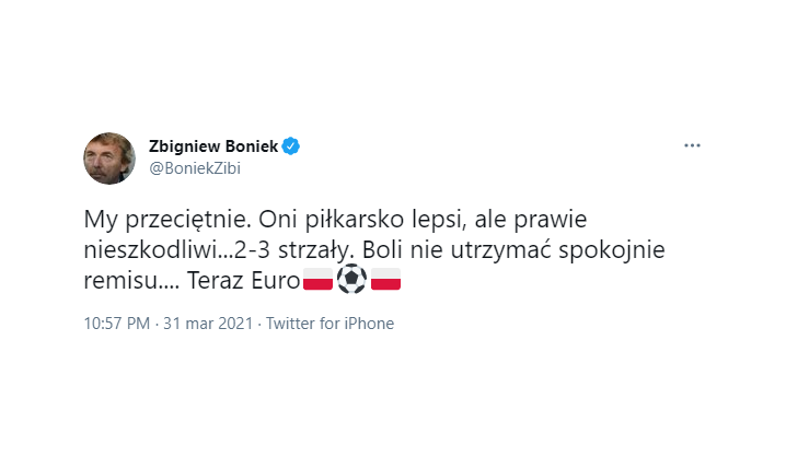 TWEET Zbigniewa Bońka po meczu z Anglią!